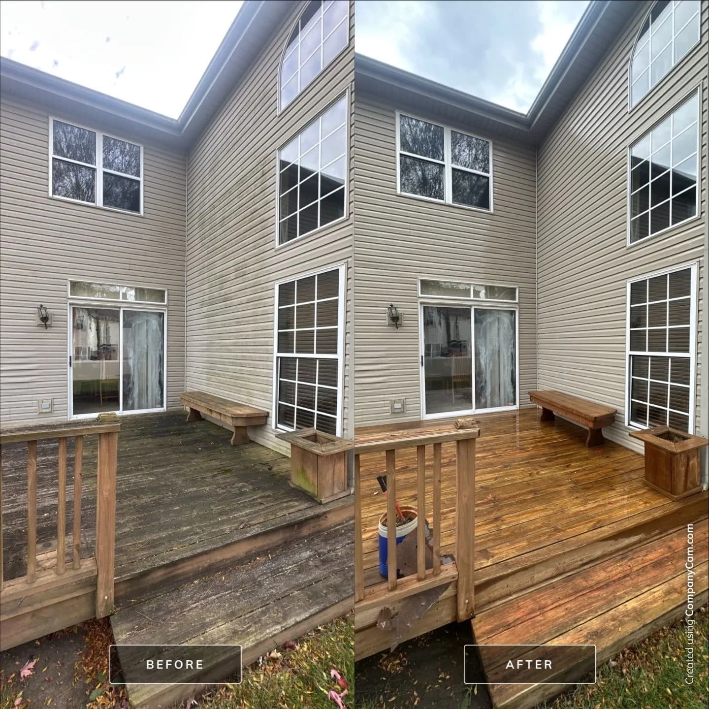 Deck and rails, before and after