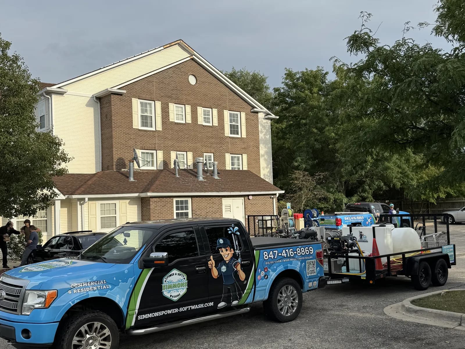 Our truck at a hotel entrance