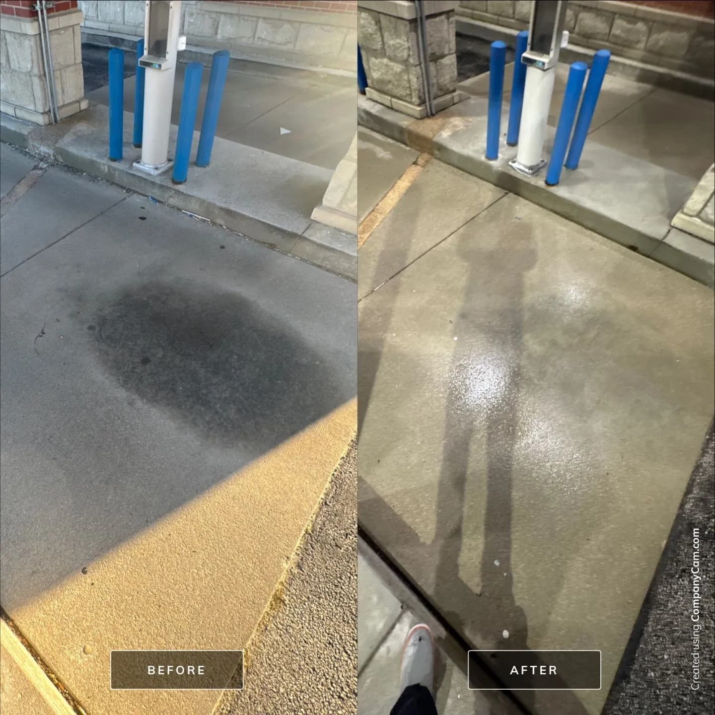Parking lot concrete, before and after