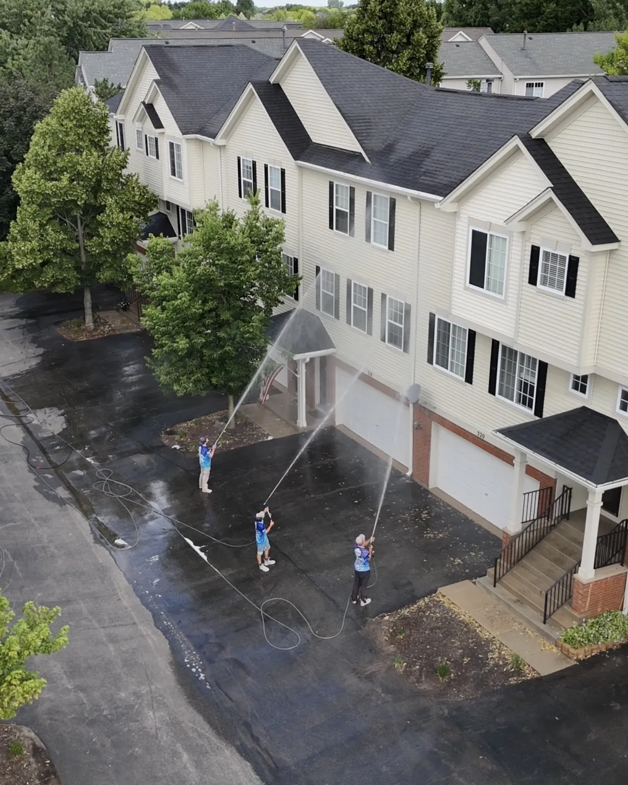 Washing a townhome community, from above